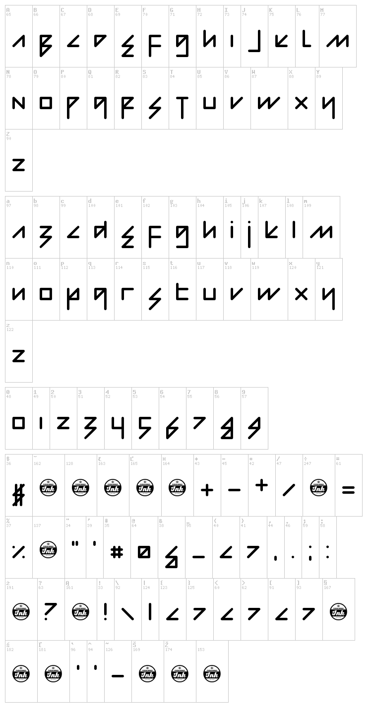 Modern Bohemian font map